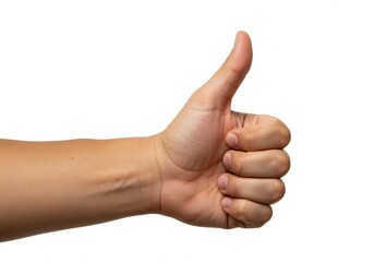 Isolated Thumbs-Up Hand on White Background for PNG Transparency