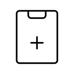 Medical record icon Outline set in black and white color