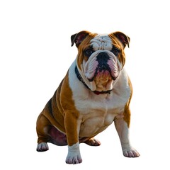 Fototapeta premium English Bulldog, 10 months old, sitting against white background.english bulldog.isolated bull dog on white background, Bulldog on transparent background. 