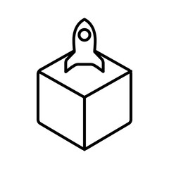 Product release icon Outline set in black and white color