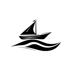 Sailboat on Waves: A Nautical Illustration.  Perfect for travel, adventure, and nautical-themed designs.  Simple, elegant, and evocative of the open sea.
