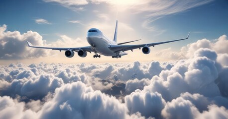 Airliner flying through a dense layer of white clouds, weather, fluffy, aviation