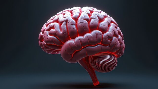 Human Brain on a Dark Background