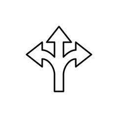 Three directions icon Outline set in black and white color