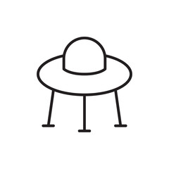 UFO icon Outline set in black and white color