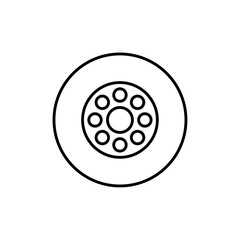 Tyre icon Outline set in black and white color