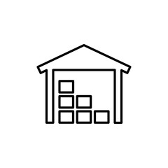 Warehouse icon Outline set in black and white color
