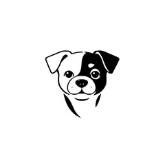 Adorable Puppy Portrait: Black and White Dog Head Illustration - Perfect for Pet Lovers and Animal Enthusiasts
