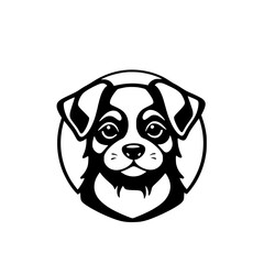 Adorable Puppy Portrait: Black and White Canine Illustration