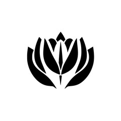 Geometric Black and White Tulip Flower: Minimalist Floral Design, Abstract Botanical Art, Elegant Nature Symbol, Simple Vector Graphic