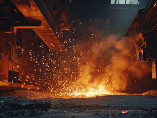 Molten Metal Eruption in Industrial Foundry