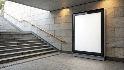 Light box display with white blank space for advertisement. Subway mock-up design. Horizontal