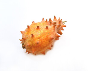 Tropical fruit kiwano on a white background