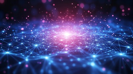 Obraz premium Illuminated Network of Lights and Connections in Deep Space