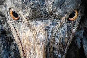 Intense close-up of bird's face reveals striking details and viv