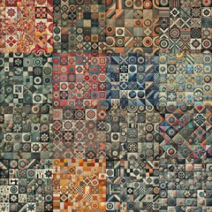 Naklejka premium Creative patchwork tiled backgrounds. AI generated illustration