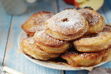 German traditional dessert dish Apfelkuehle	