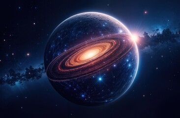 An absolutely stunning galactic scene featuring a spiraling galaxy surrounded by twinkling stars