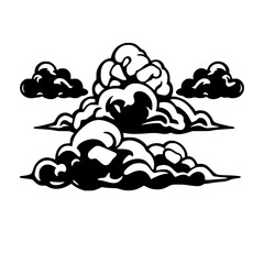 Black and White Cloud Vector Graphic: Dramatic Sky Illustration
