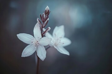 Delicate white flowers with soft, dreamy background create seren