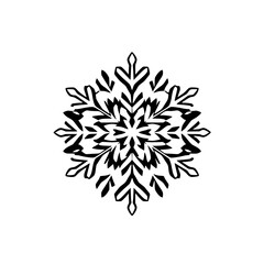 Elegant Black and White Snowflake Design:  Perfect Winter Holiday Symbol, Abstract Geometric Pattern, Nature-Inspired Graphic for Festive Decoration
