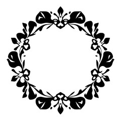 Elegant Black and White Floral Frame: Vintage Circular Border Design. Perfect for invitations, cards, and decorative projects.