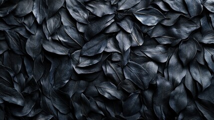 Obraz premium Dark leaves texture background, flat lay, autumnal, design