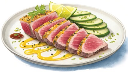 Savoring seared tuna tataki with ponzu sauce a culinary delight in japanese cuisine