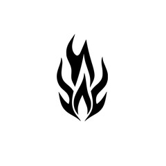 Fiery Abstract Flame Design: Black and White Tribal Fire Vector Graphic