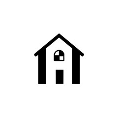 Simple House Icon: Minimalist Black and White Home Design Graphic