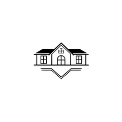 Modern House Logo Design: Minimalist Black and White Home Architecture Symbol