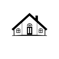 Simple House Icon: Minimalist Black and White Home Design Illustration. Perfect for Real Estate, Architecture, and Home-related projects.