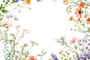 Delicate floral arrangement framing empty space, vibrant colors