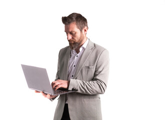 Young businessman using laptop