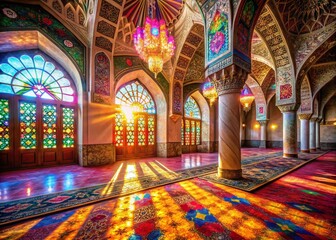 Obraz premium Serene Mosque Interior: Double Exposure Stock Photo of Spiritual Space
