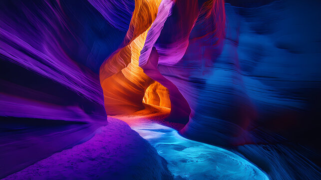 bioluminescent glowing canyon