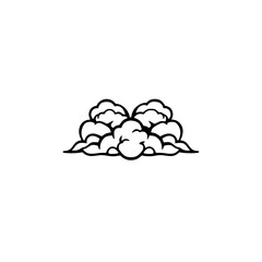 Cloud illustration, nature, fluffy white cumulus, weather, sky, design, graphic, vector, simple, minimal, black and white, abstract, icon, symbol