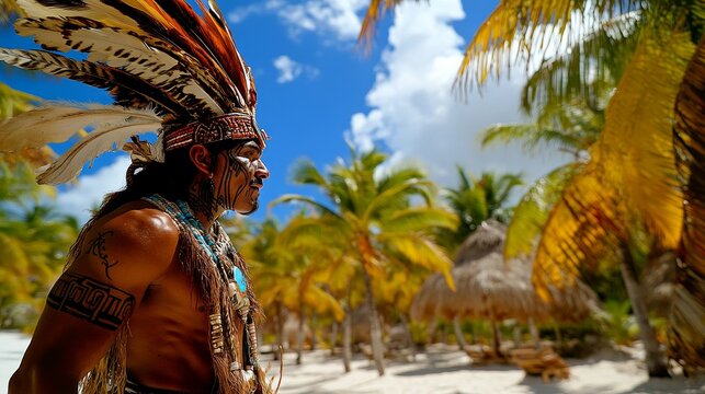 Una figura que combina los roles de sacerdote y guerrero azteca realiza un ritual maya en Yucat&aacute;n y Tenochtitl&aacute;n.