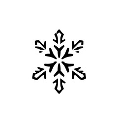 Elegant Black Snowflake Graphic: Winter Design, Holiday Symbol, Nature-Inspired Geometric Pattern