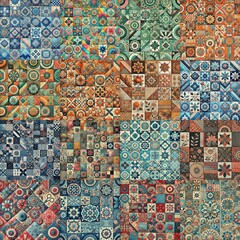 Obraz premium Creative patchwork tiled backgrounds. AI generated illustration