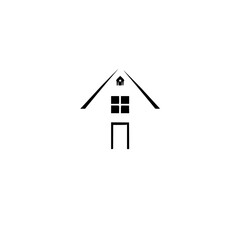 Geometric House: Minimalist Home Design Icon. Simple black and white architecture symbol, perfect for real estate, property, and home design projects.