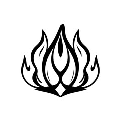 Fiery Floral Design: Black and White Abstract Flame Vector Graphic