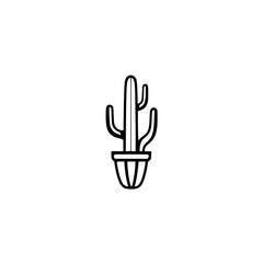Elegant Potted Cactus: A Minimalist Line Art Design