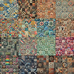 Obraz premium Creative patchwork tiled backgrounds. AI generated illustration