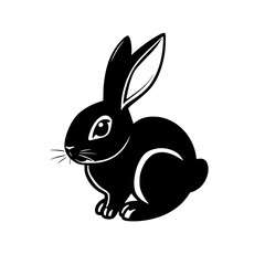 Black Rabbit Silhouette: A Stunning Vector Graphic of a Sitting Bunny. Perfect for logos, illustrations, and designs. 