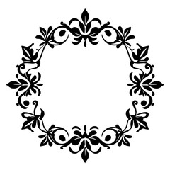 Elegant Floral Frame: Vintage Ornament Border Design. Perfect for invitations, cards, and more.  Classic black and white vector illustration.