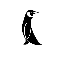Elegant Penguin Silhouette: Minimalist Black and White Bird Graphic