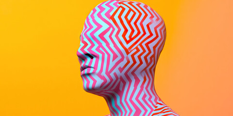 Mannequin Head with Zigzag Pattern