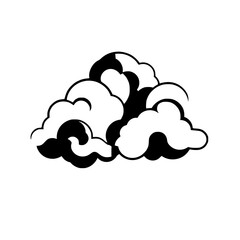 Abstract Black and White Cloud Illustration: Simple Nature Graphic Design