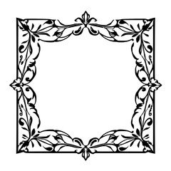 Ornate Vintage Frame: Decorative Floral Border, Elegant Design Element for Classic Backgrounds and Illustrations